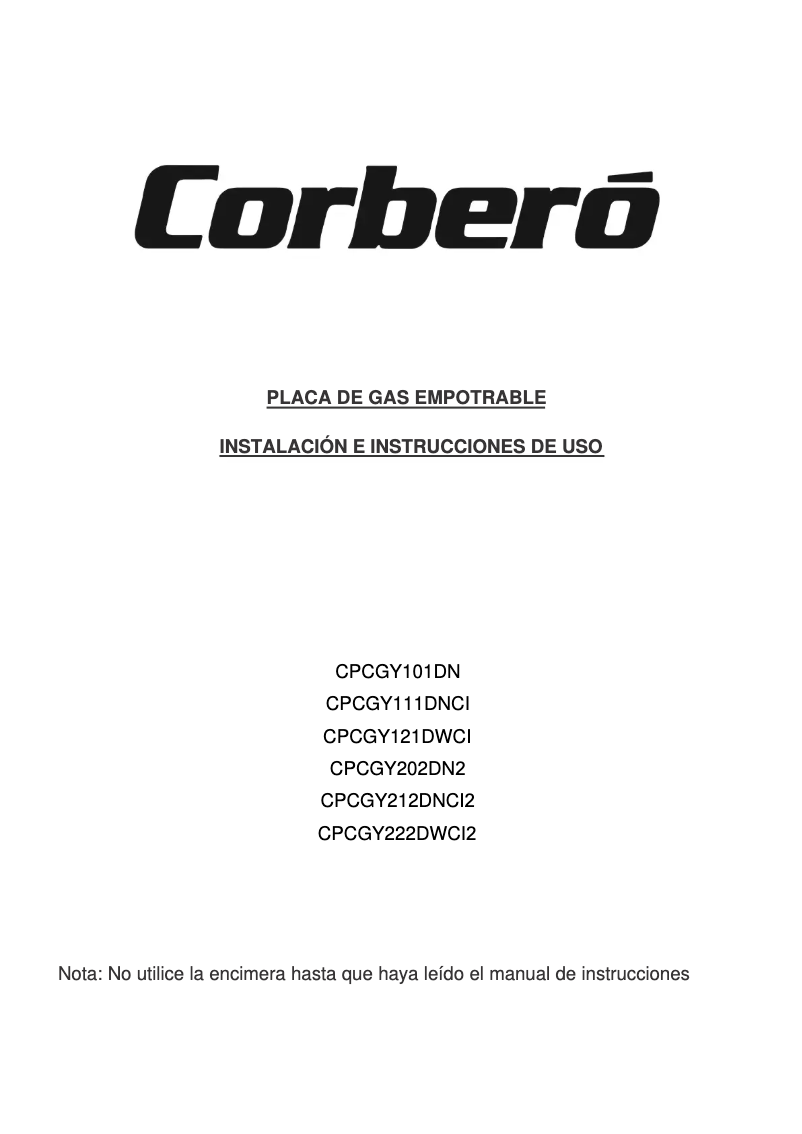 Page 1 de la notice Manuel utilisateur Corbero CPCGY202DN