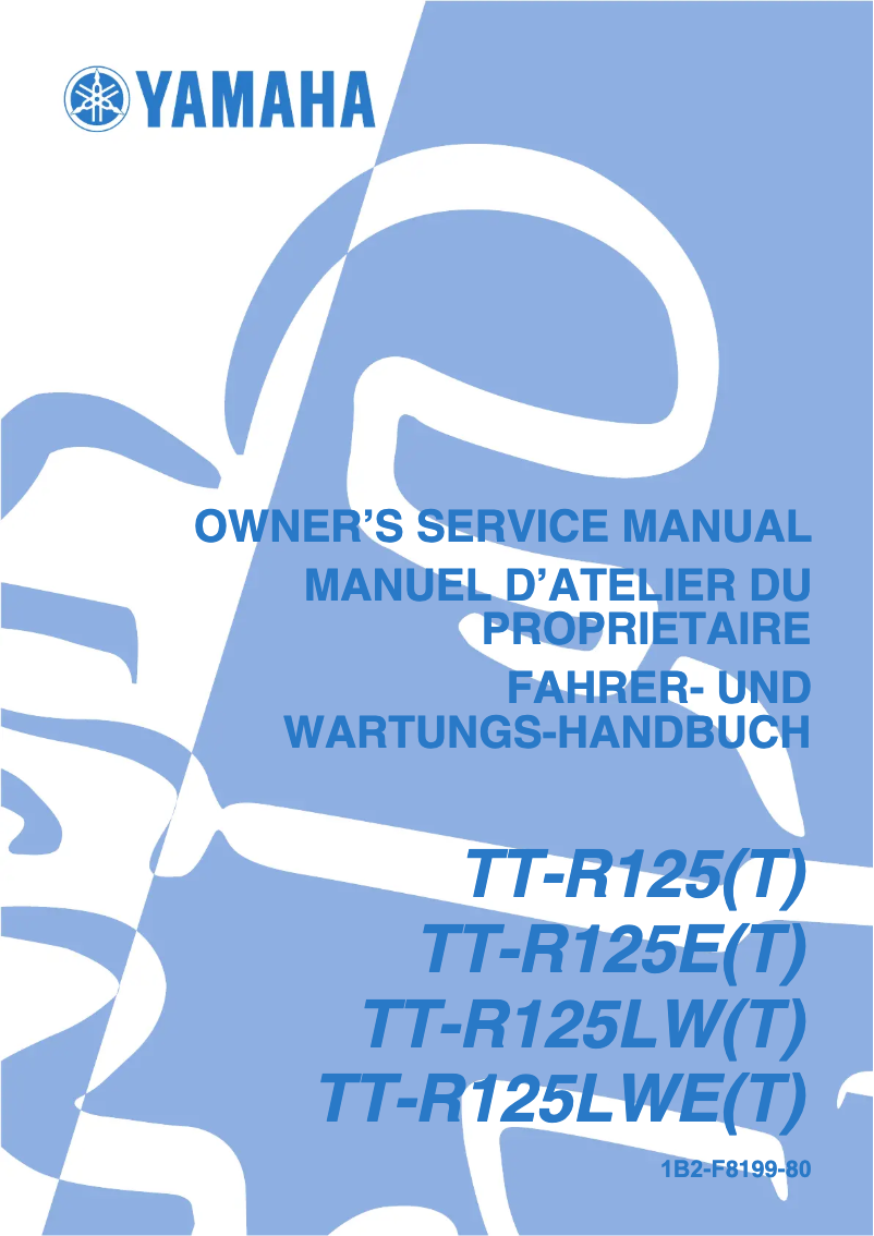 Page n°1 - Manuel utilisateur Yamaha TT-R125LWE (2004)