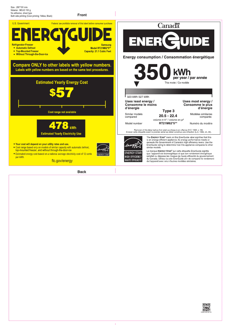 Page n°1 - Label énergétique Samsung RT21M6215SG