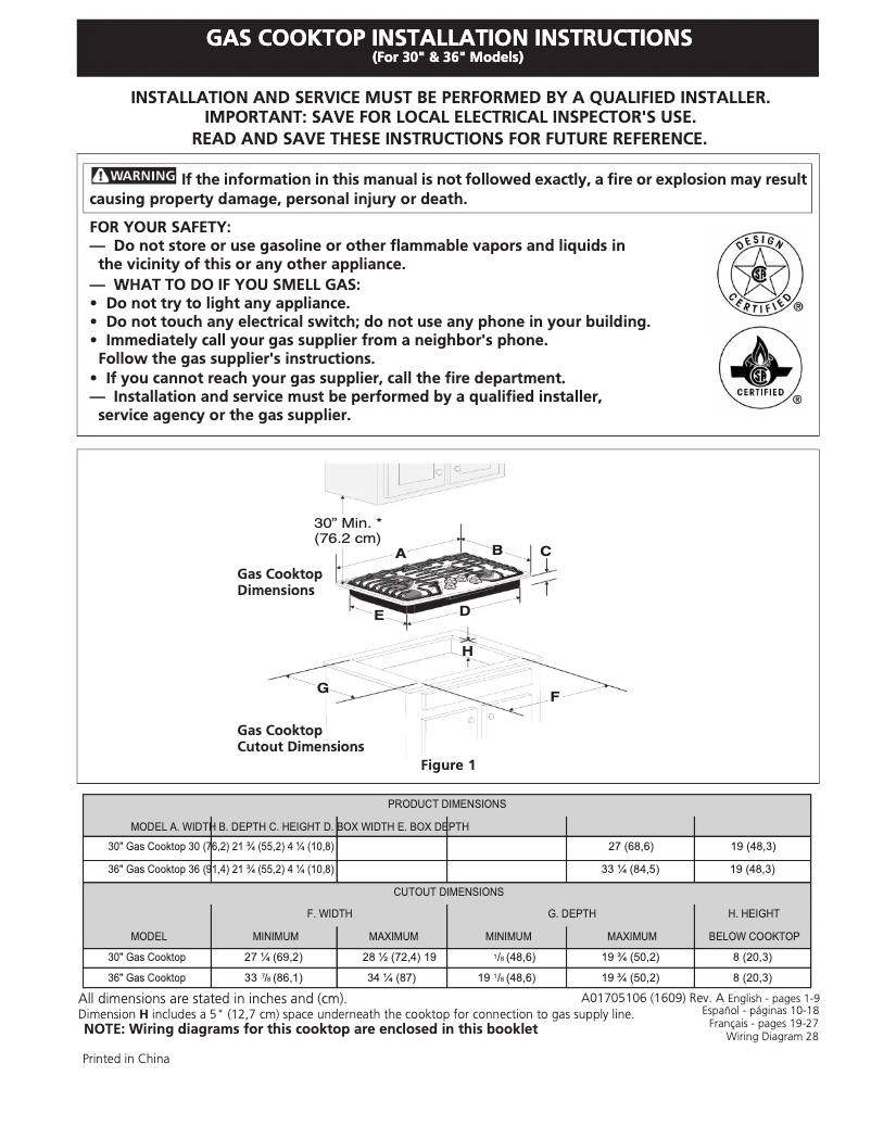 Page 1 de la notice Guide d'installation Electrolux EW30GC60PS