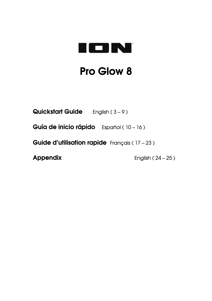 Page n°1 - Manuel utilisateur ION Pro Glow 8