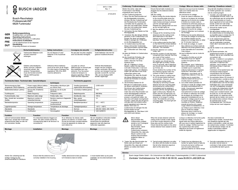 Page 1 de la notice Manuel utilisateur Busch-Jaeger 6828