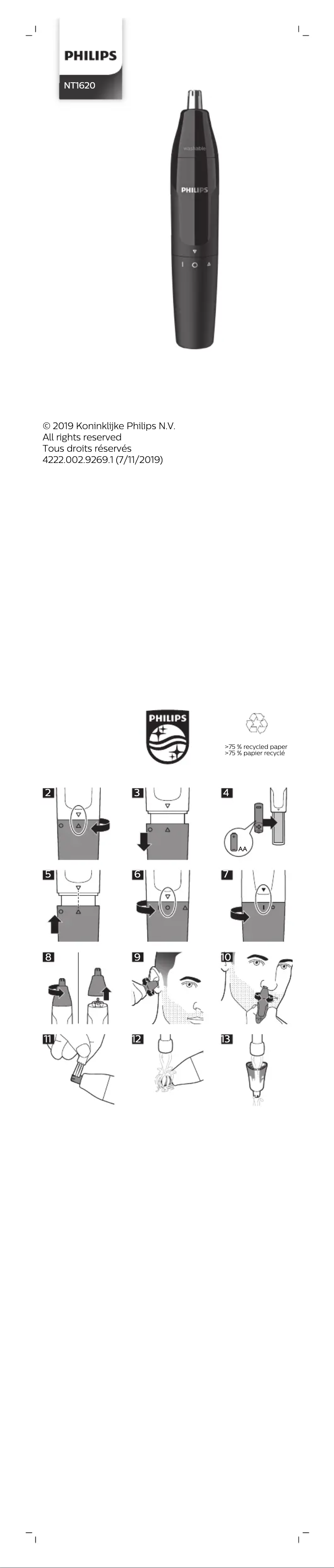 Page 1 de la notice Manuel utilisateur Philips Norelco Series 1000 NT1620