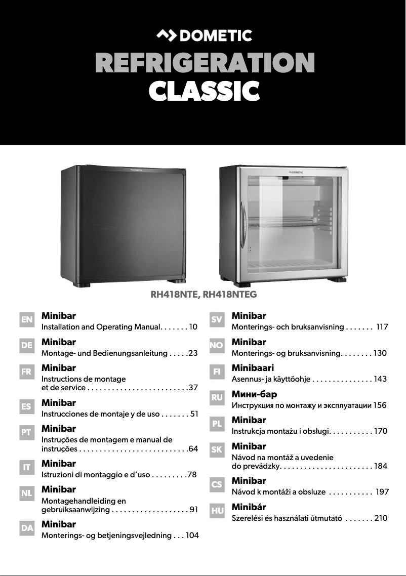 Page 1 de la notice Manuel utilisateur Dometic RH418NTEG