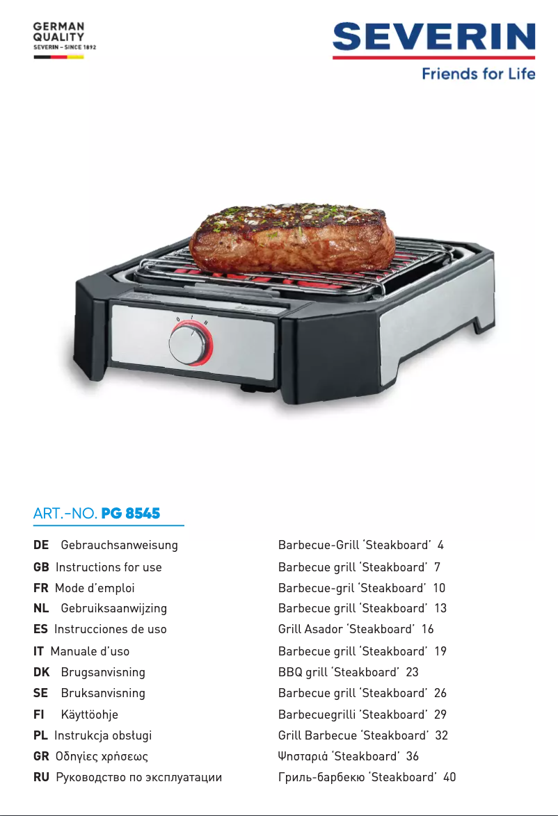 Image de la première page du manuel de l'appareil PG 8545