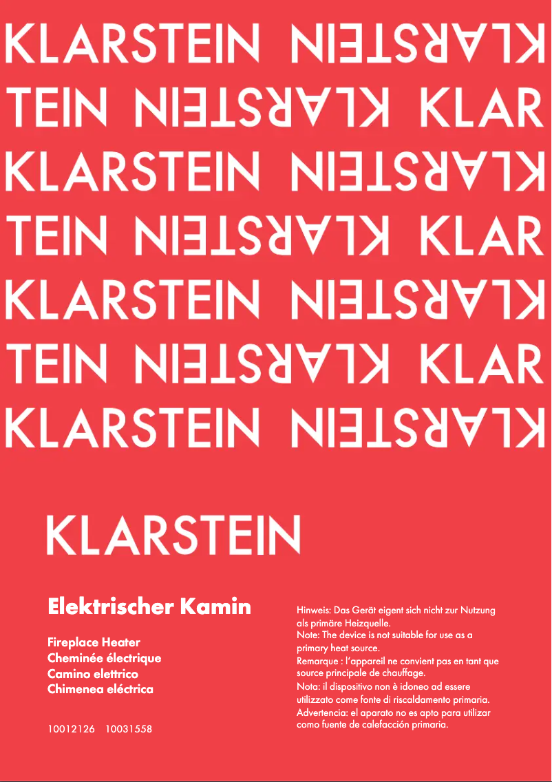 Page 1 de la notice Manuel utilisateur Klarstein 10031558