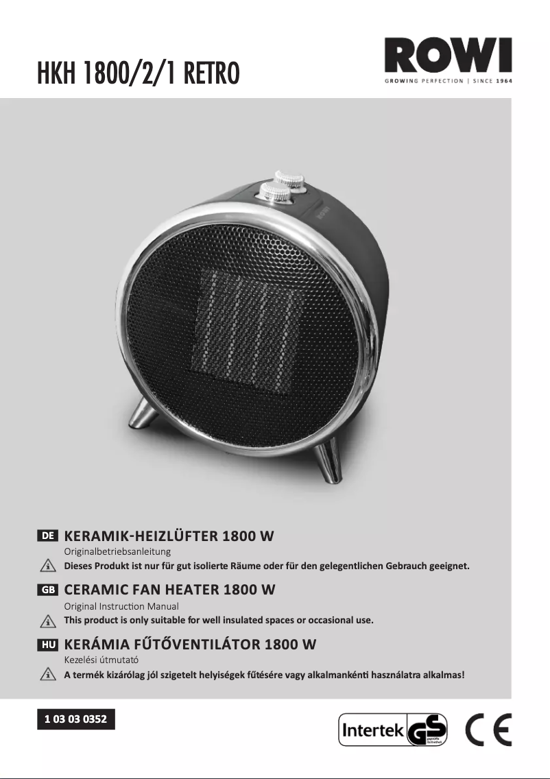 Page n°1 - Manuel utilisateur Rowi HKH 1800/2/1 Retro