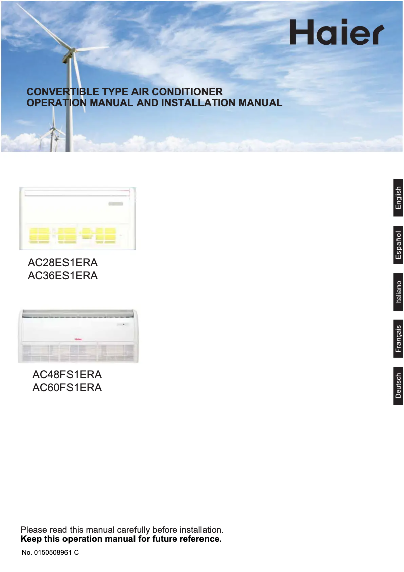 Page 1 de la notice Manuel utilisateur Haier AC48FS1ERA