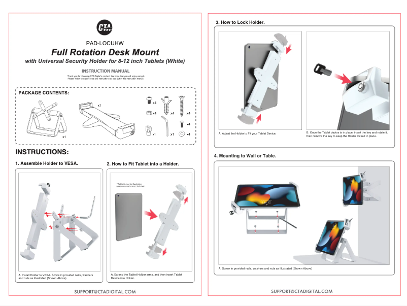Page 1 de la notice Manuel utilisateur CTA Digital PAD-LOCUHW