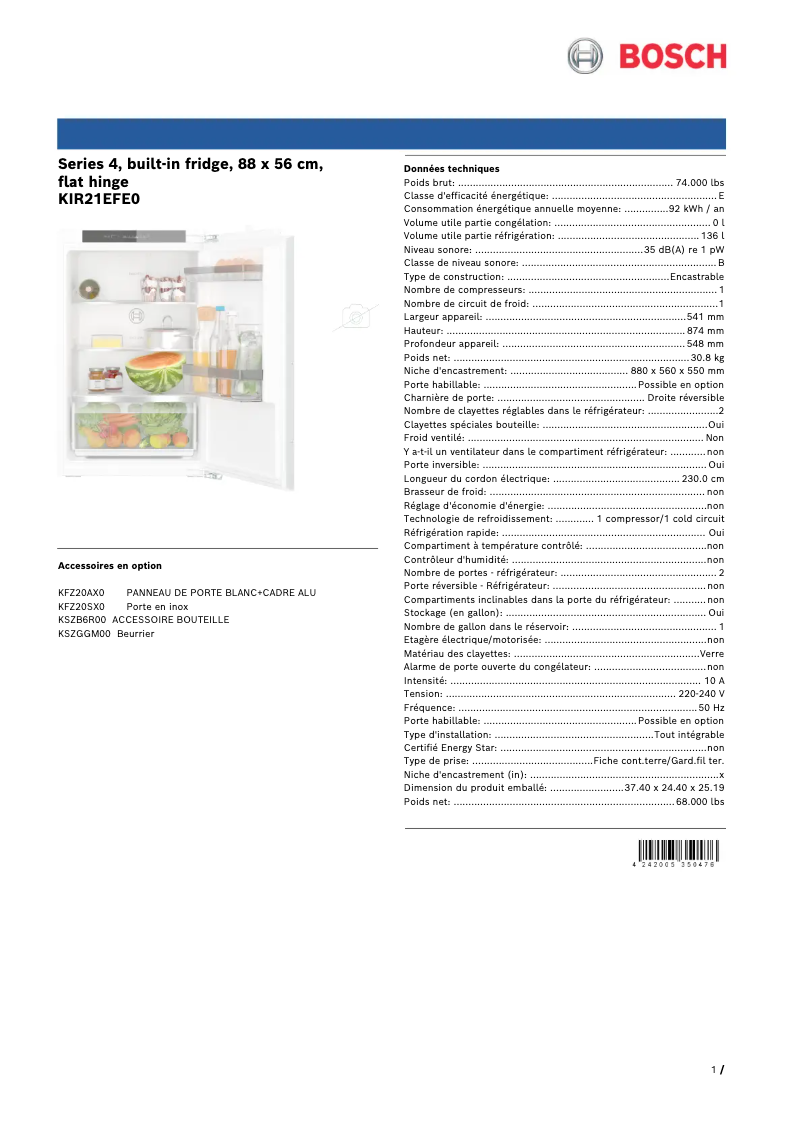 Image de la première page du manuel de l'appareil KIR21EFE0