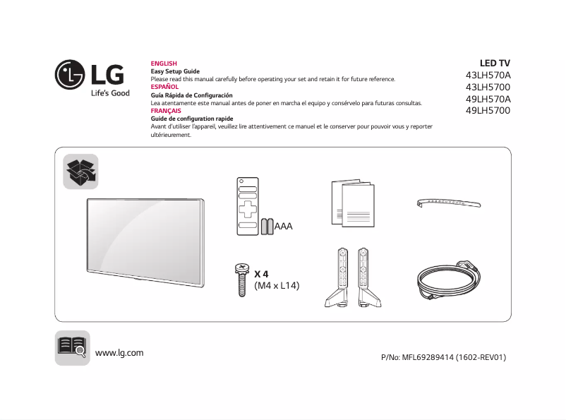 Page 1 de la notice Manuel utilisateur LG 43LH5700