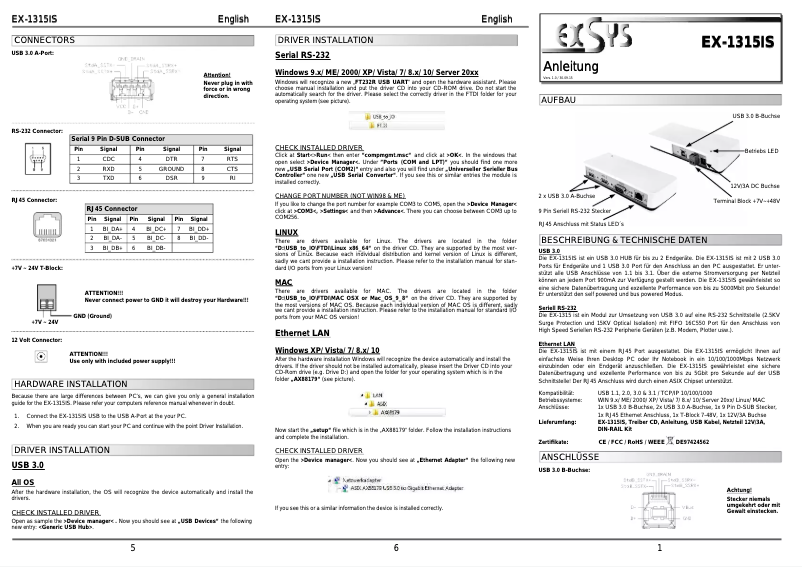 Página 1 del manual Manual de usuario EXSYS EX-1315IS