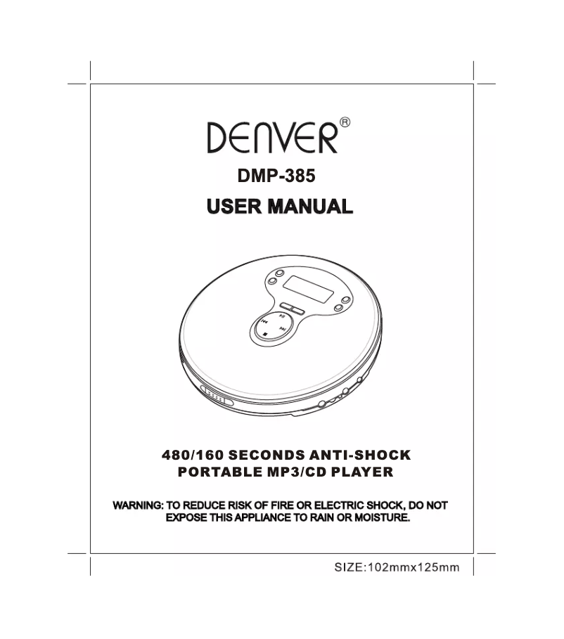 Page 1 de la notice Manuel utilisateur Denver DMP 385