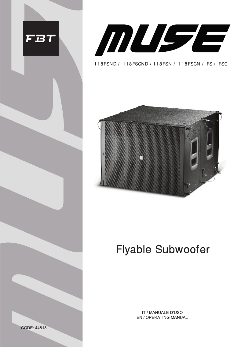 Page n°1 - Manuel utilisateur FBT MUSE 118FSND