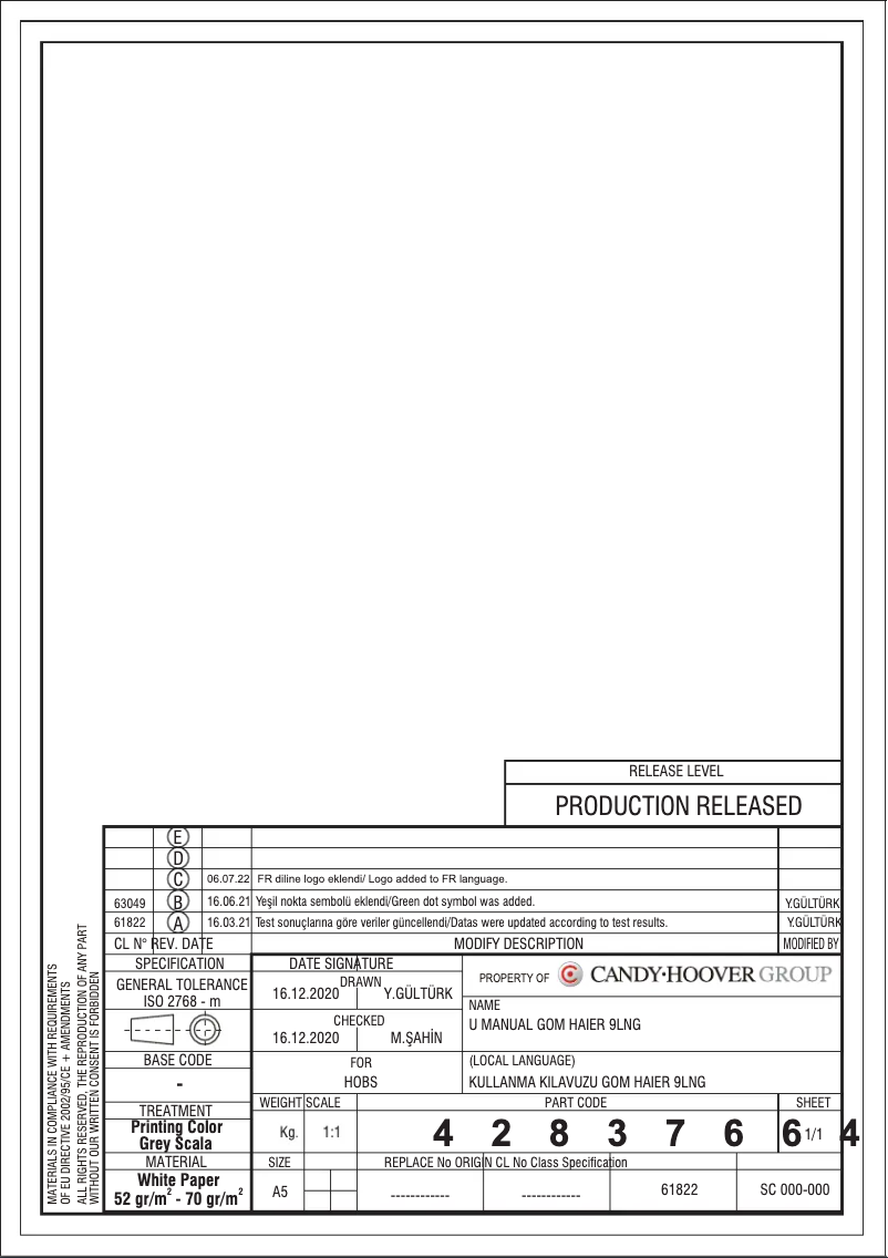 Page 1 de la notice Fiche technique Haier HAHG6BR4S2X
