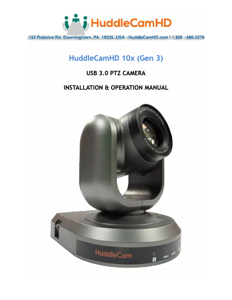 Page n°1 - Manuel utilisateur HuddleCamHD 10X-G3