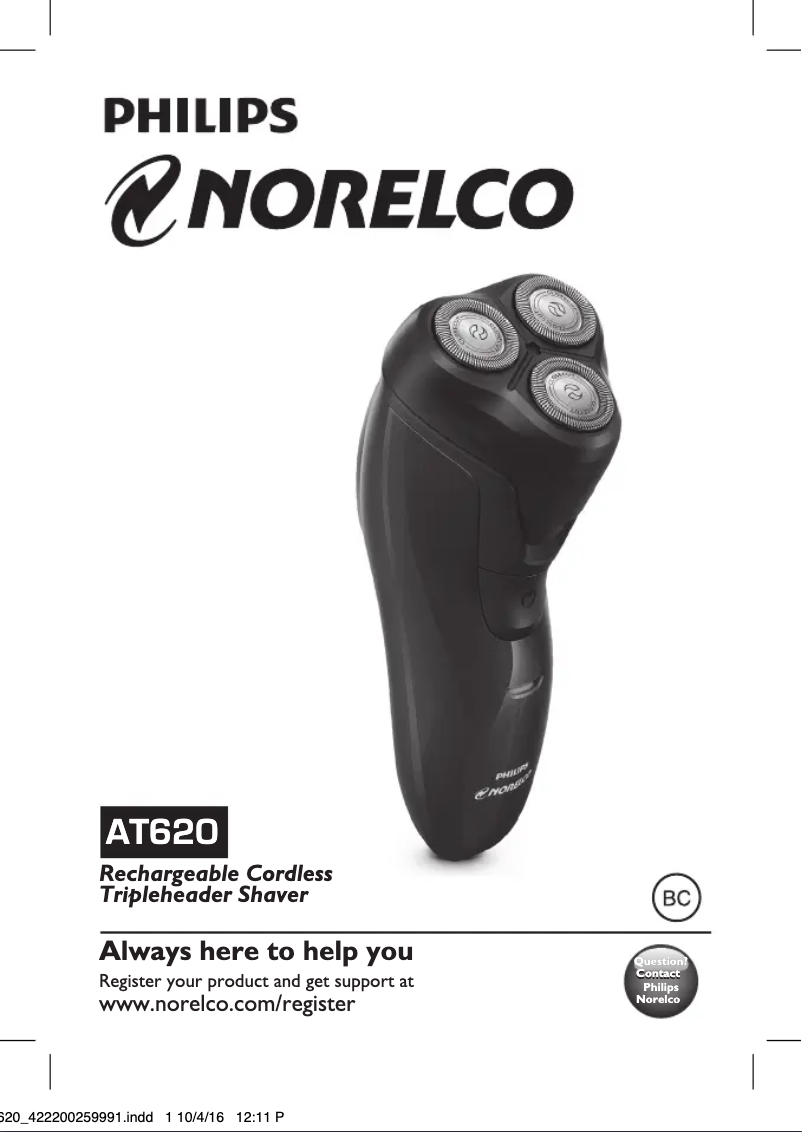 Page n°1 - Manuel utilisateur Philips AquaTouch AT620