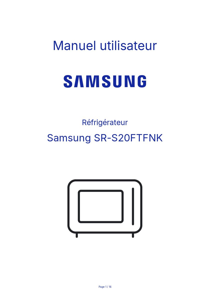 Page n°1 - Manuel utilisateur Samsung SR-S20FTFNK