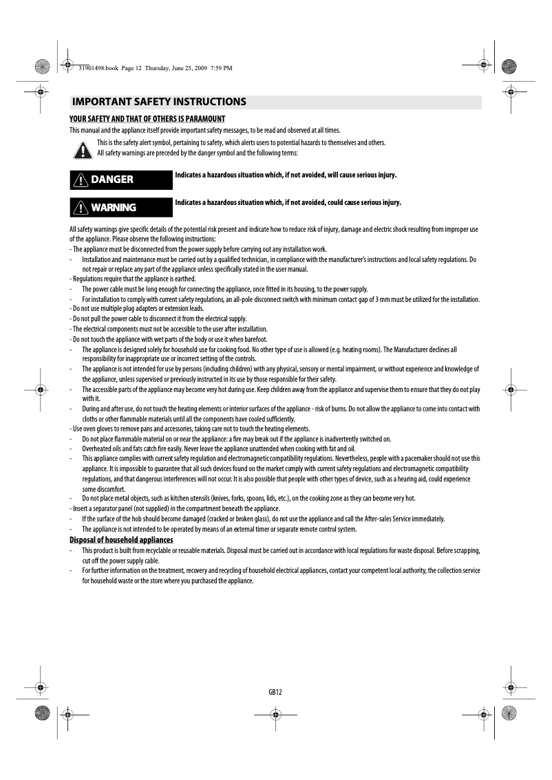 Page n°1 - Manuel utilisateur Whirlpool ACM 754/LX
