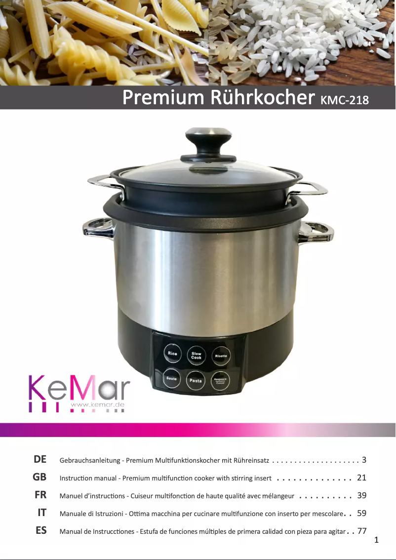 Page 1 de la notice Manuel utilisateur KeMar KMC-218