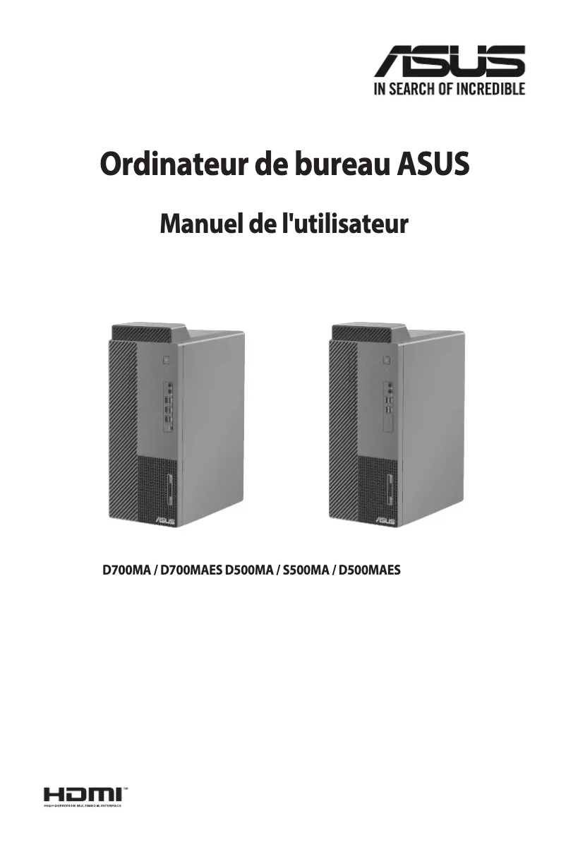 Page 1 de la notice Manuel utilisateur Asus S500MA
