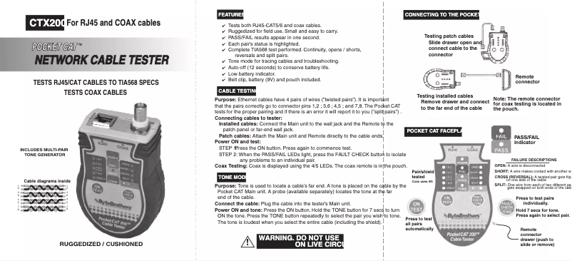 Page n°1 - Manuel utilisateur Triplett CTX200