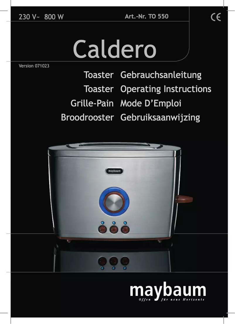 Image de la première page du manuel de l'appareil Caldero TO 550