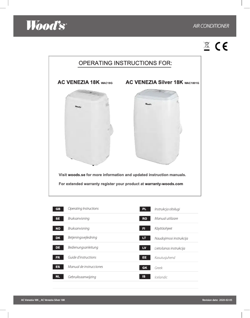 Image de la première page du manuel de l'appareil WAC18G