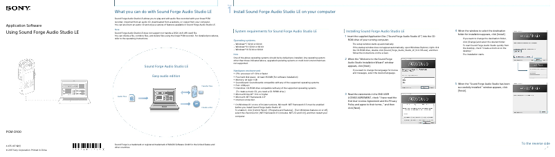 Page 1 de la notice Guide d'installation Sony PCM-D100