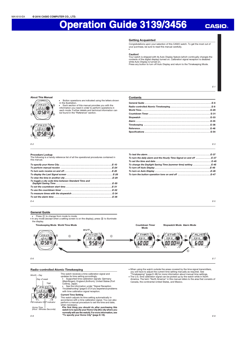 Page 1 de la notice Manuel utilisateur Casio Radio Controlled WV-200E-1AVEF