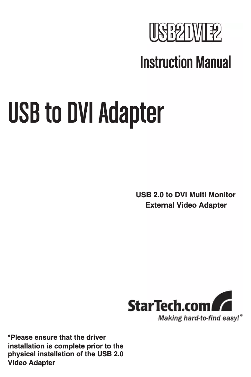 Page n°1 - Manuel utilisateur StarTech.com USB2DVIE2