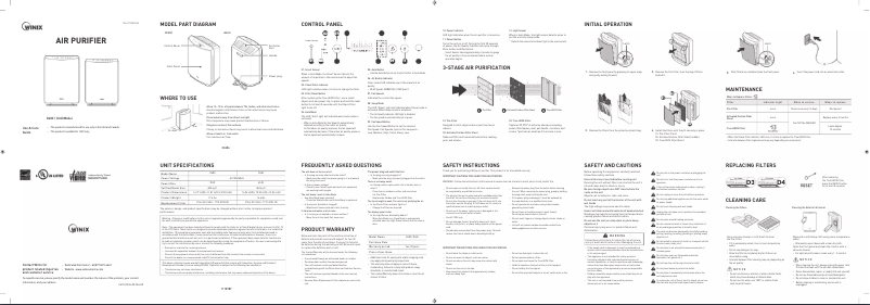 Page 1 de la notice Manuel utilisateur Winix D360