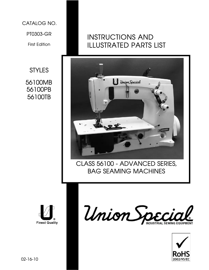 Page n°1 - Manuel utilisateur Union Special 56100MB