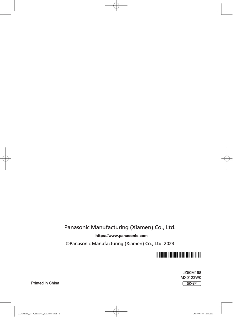 Image de la première page du manuel de l'appareil MJ-CS100