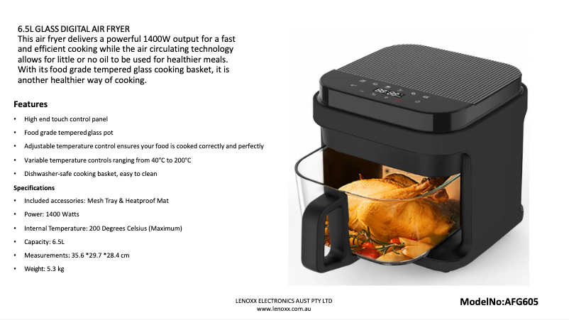 Page 1 de la notice Fiche technique Healthy Choice AFG605