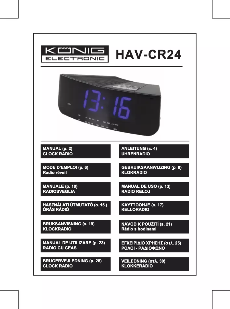 Página 1 del manual Manual de usuario Konig HAV-CR24