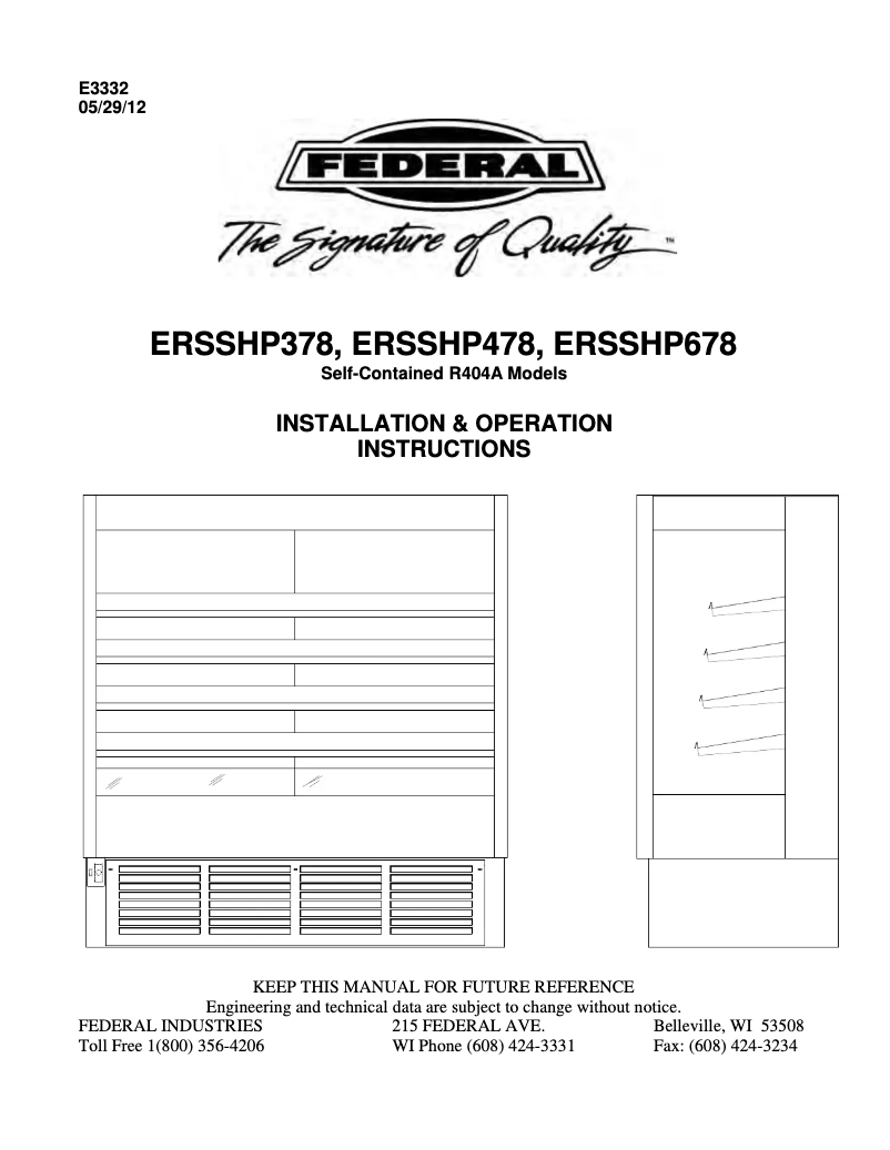 Page 1 de la notice Manuel utilisateur Federal ERSSHP478SC-5