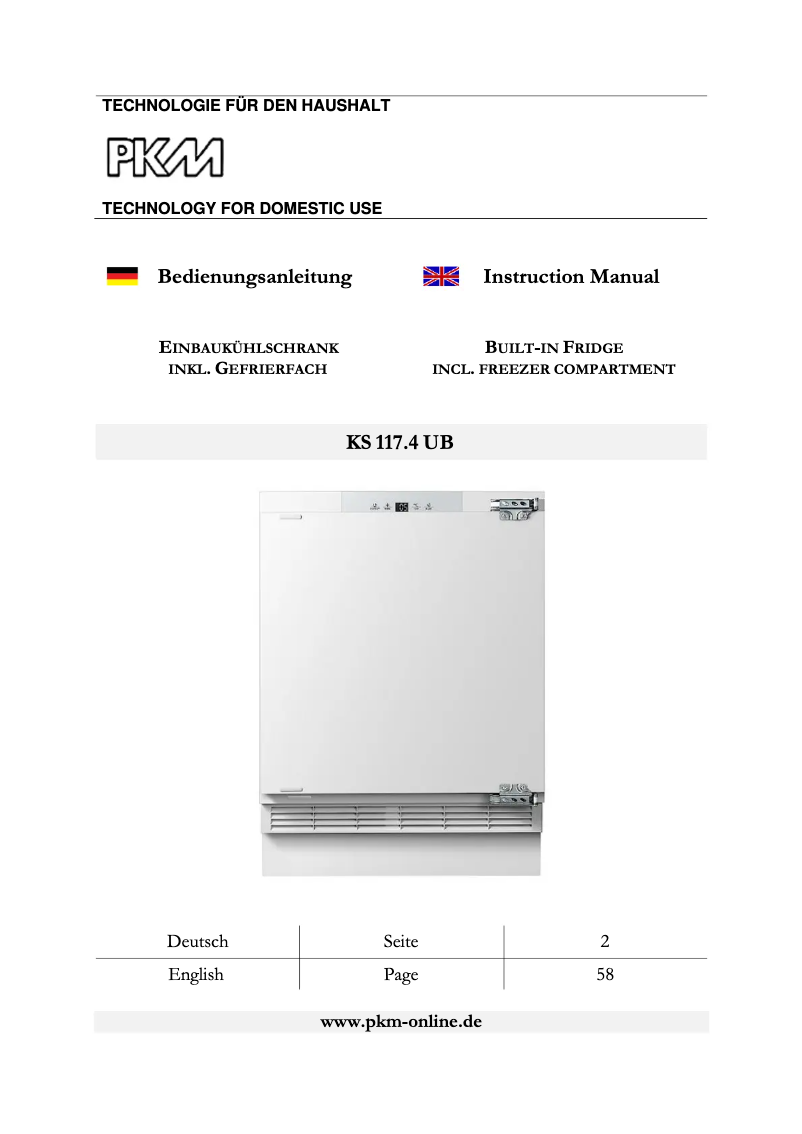 Image de la première page du manuel de l'appareil KS117.4A++ UB