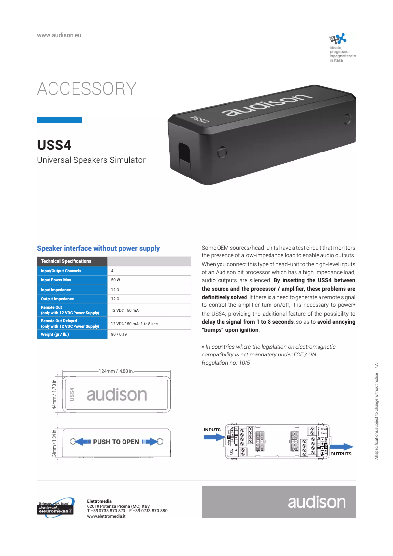 Page n°1 - Manuel utilisateur Audison USS4