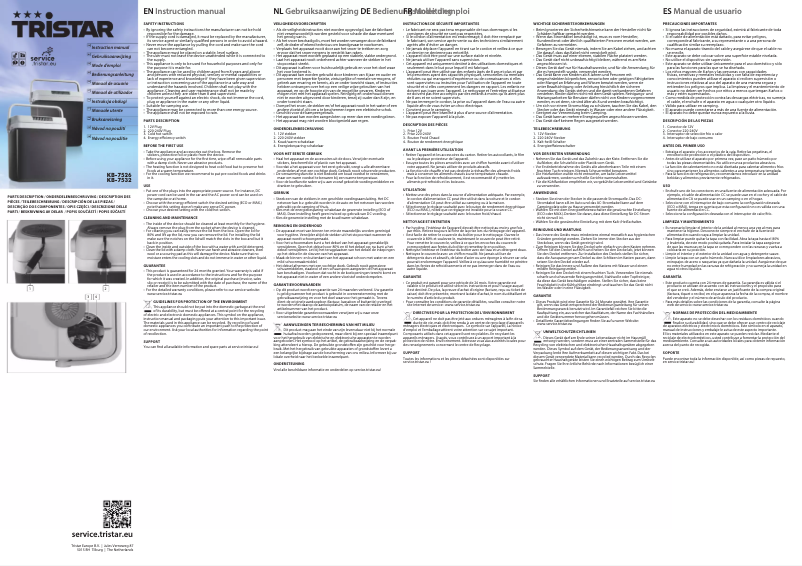 Page n°1 - Manuel utilisateur TriStar KB-7532