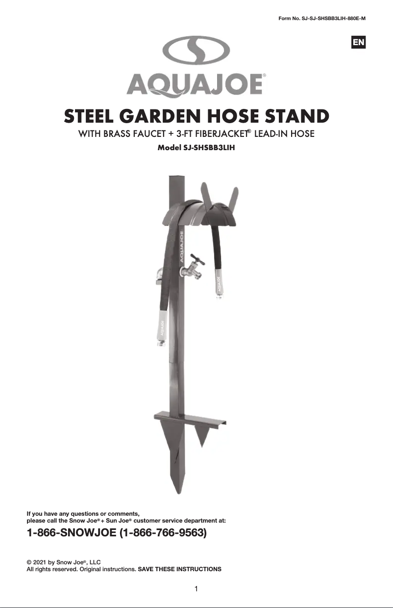 Página 1 del manual Manual de usuario Aqua Joe SJ-SHSBB3LIH