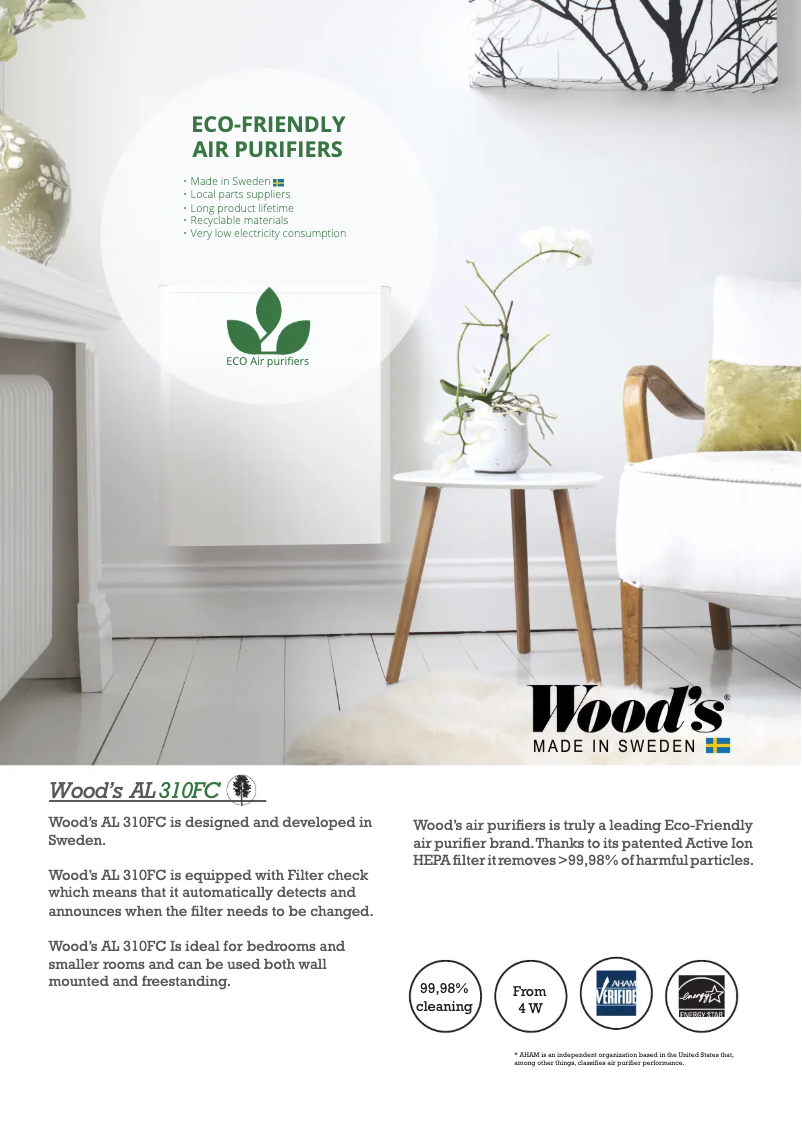 Page 1 de la notice Fiche technique Wood's WAP311FC