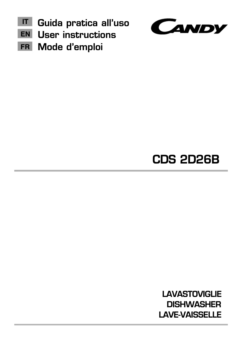Page n°1 - Manuel utilisateur Candy CDS 2D36B