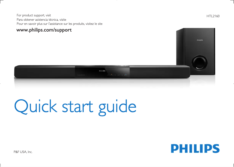 Page 1 de la notice Guide de démarrage rapide Philips HTL2160