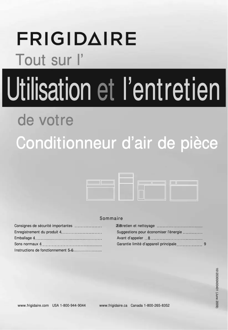 Page n°1 - Manuel utilisateur Frigidaire FFRA1011R1