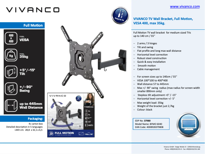 Page 1 de la notice Manuel utilisateur Vivanco BFMO 6040