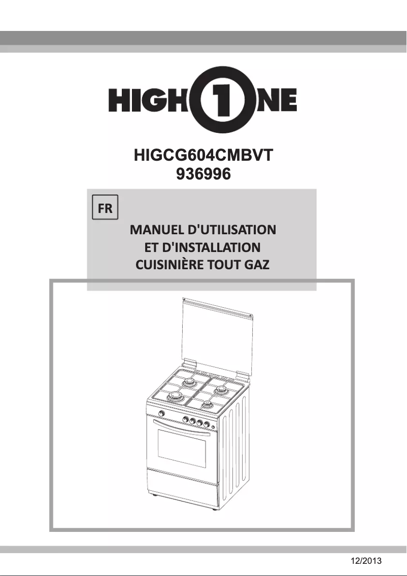 Page 1 de la notice Manuel utilisateur High One HIG CG604CM BVT