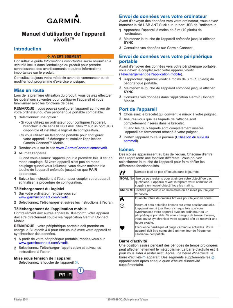 Página 1 del manual Manual de usuario Garmin vívofit