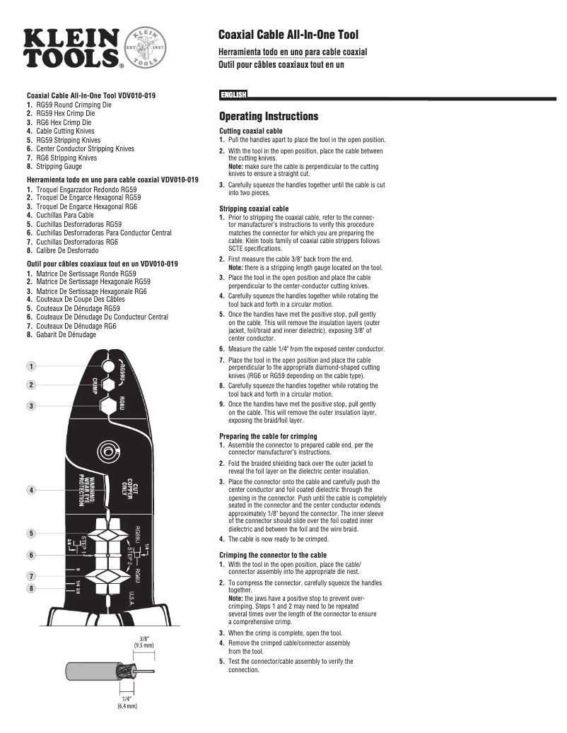 Page 1 of the manual User Manual Klein Tools VDV010-019