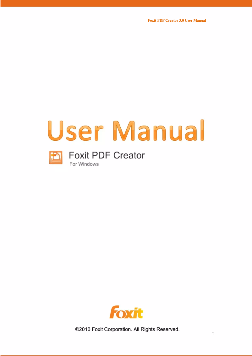 Page 1 de la notice Manuel utilisateur Foxit PDF Creator 3.1